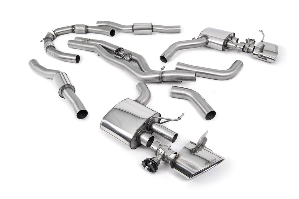 Milltek Resonated 80mm Cat-Back Exhaust for Audi RS6 RS7 C8 Bolt-On, Polished Tips