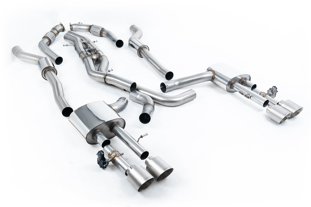Milltek 80mm Resonated OPF-Back Exhaust for Audi D5 S8 V8, Brushed Titanium Tips