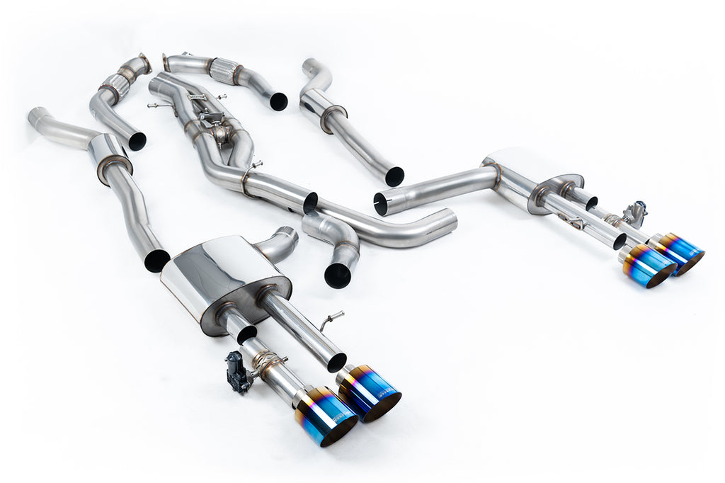 Milltek 80mm Resonated OPF-Back Exhaust for Audi D5 S8, Burnt Titanium Tips