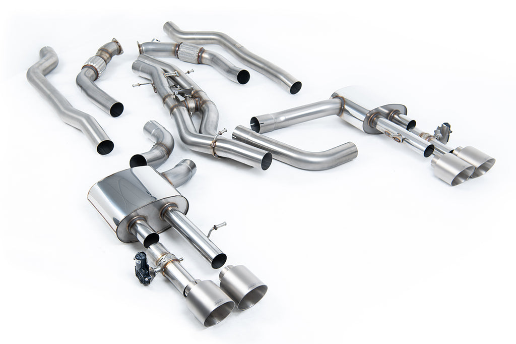 Milltek 80mm Non-Resonated OPF-Back Exhaust for Audi D5 S8, Brushed Titanium Tips