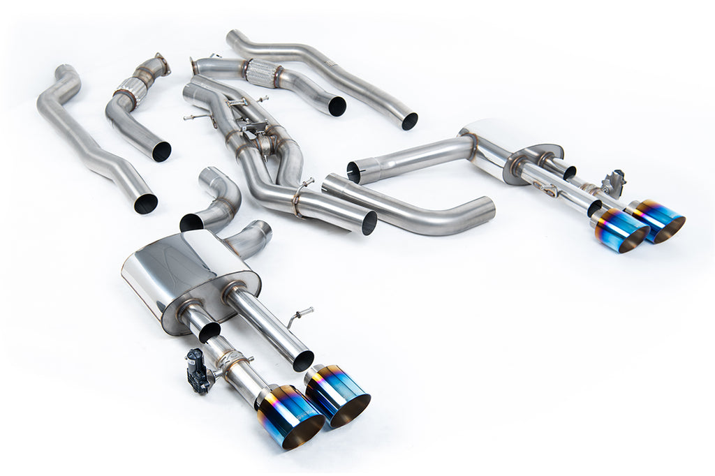 Milltek 80mm Non-Resonated OPF-Back Exhaust for Audi D5 S8, Burnt Titanium Tips