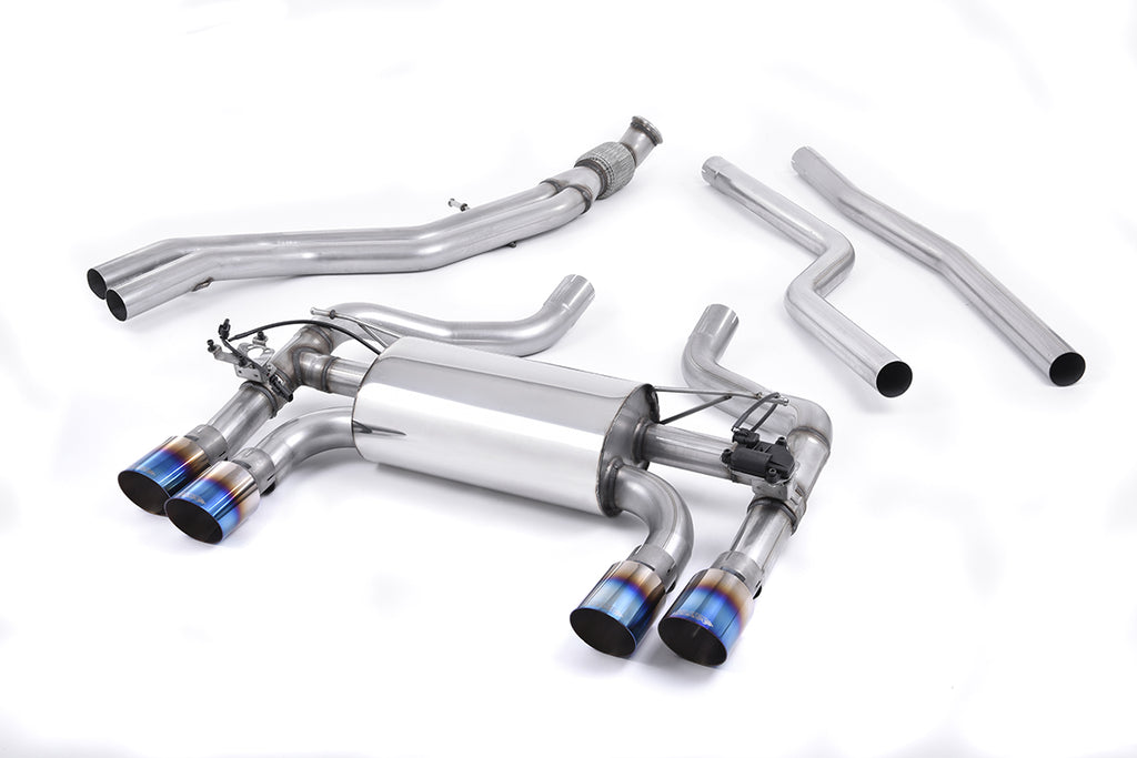 Milltek Valved Cat-Back Exhaust for BMW F87 M2, Burnt Titanium Tips