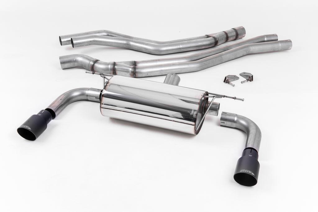 Milltek Resonated Cat-Back Exhaust for BMW 2 Series M240i Coupe (F22 LCI), Cerakote Black Tips
