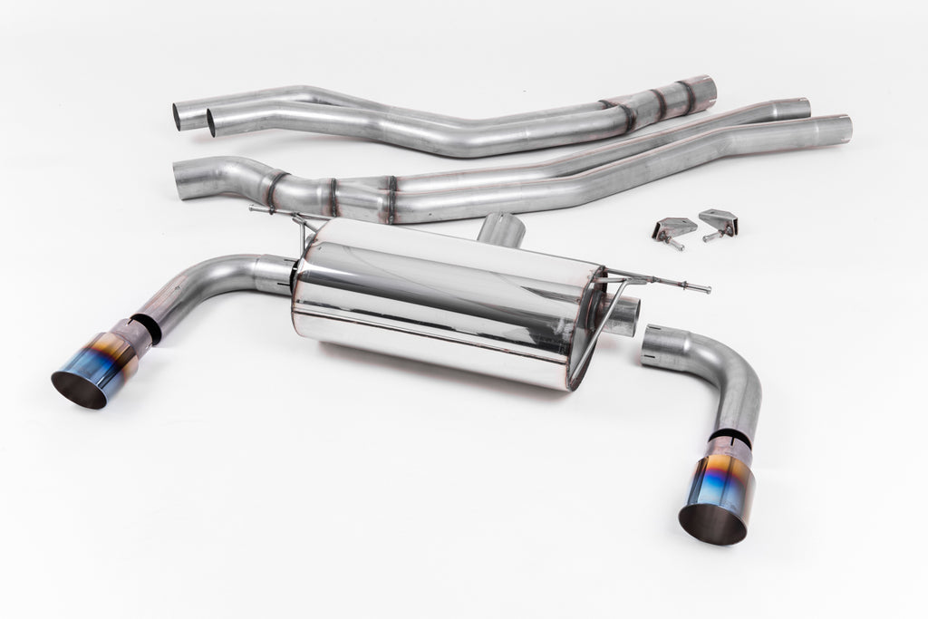 Milltek Resonated Cat-Back Exhaust for BMW 2 Series M240i Coupe (F22 LCI), Burnt Titanium Tips
