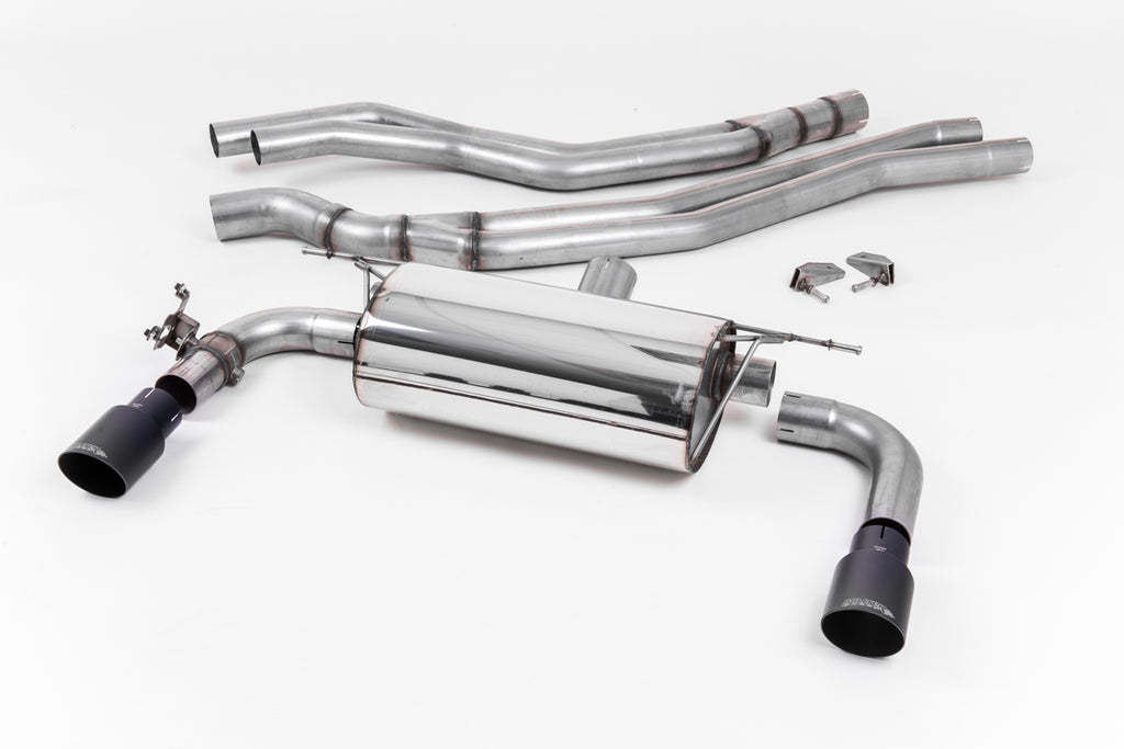 Milltek Non-Resonated Race Cat-Back Exhaust for BMW F22 M240i, Cerakote Black Tips