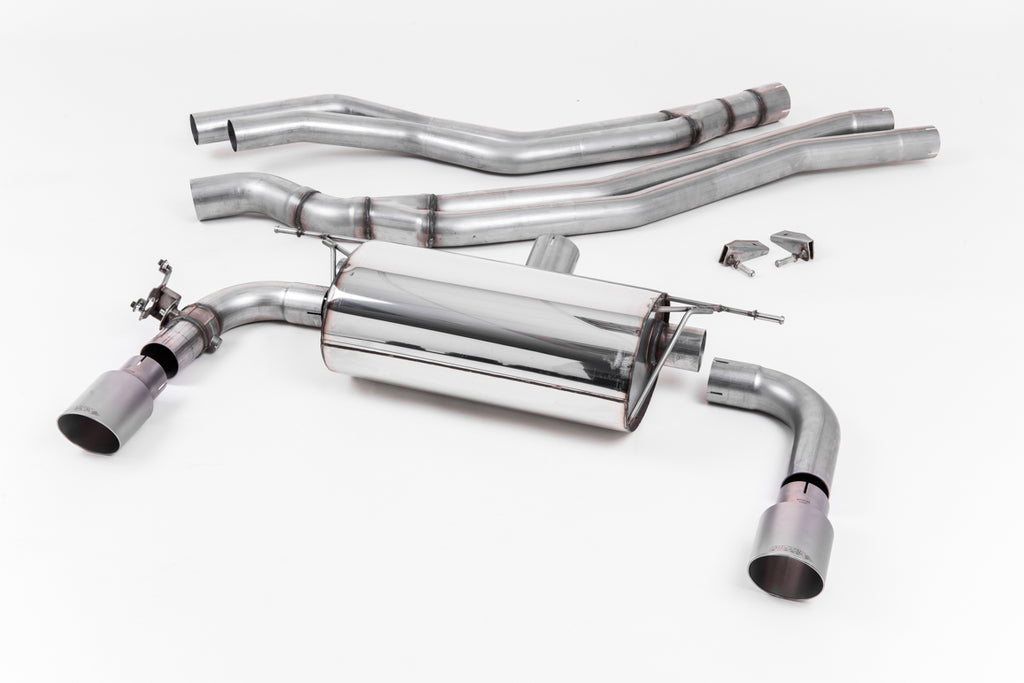 Milltek Non-Resonated Race Cat-Back Exhaust for BMW F22 M240I, Brushed Titanium Tips