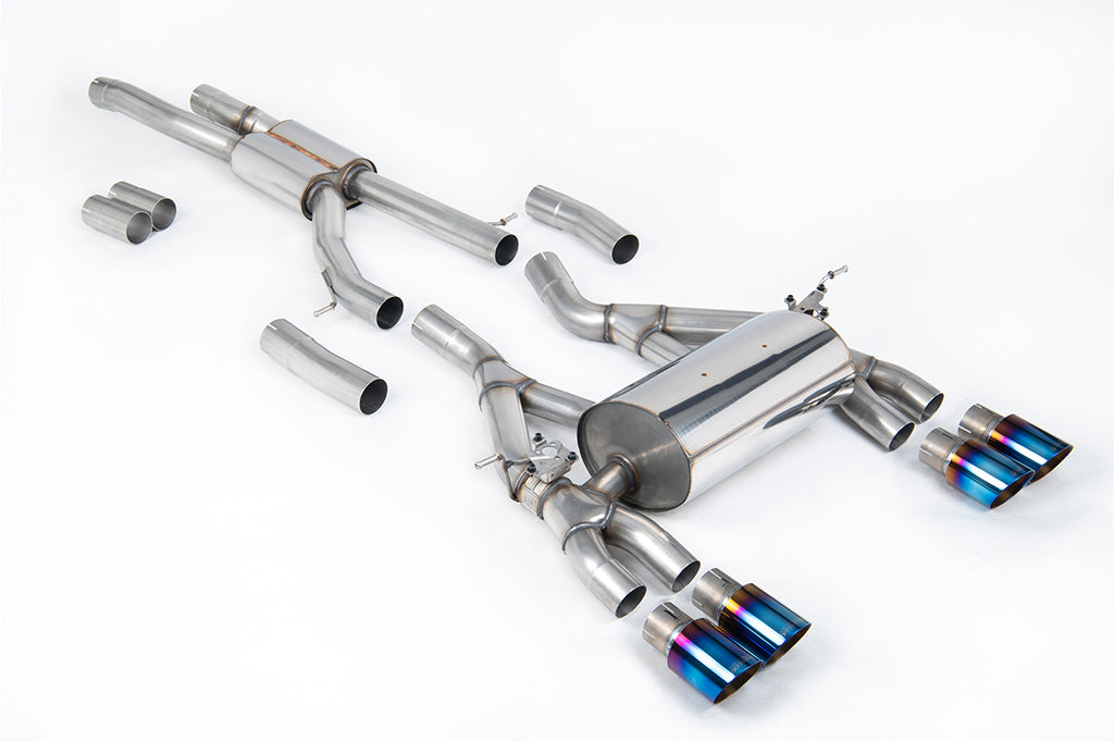 Milltek Equal Length Cat-Back Exhaust for BMW F80 M3 F82 M4, Burnt Titanium Tips