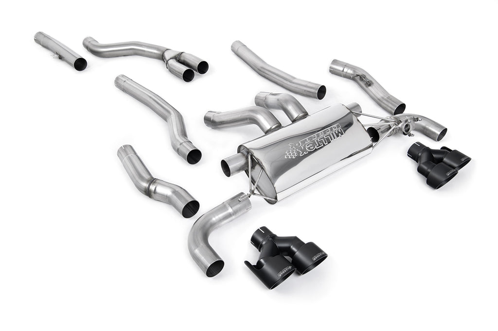 Milltek Cat-Back Exhaust for BMW M240i G42, Quad GT-100 Cerakote Black Tips
