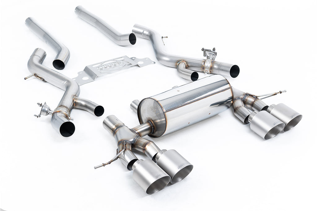 Milltek Non-Resonated Secondary Cat-Back Exhaust for BMW G87 M2, Brushed Titanium Tips