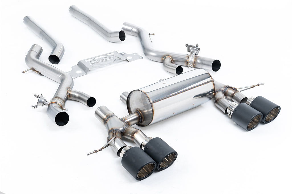 Milltek Non-Resonated Secondary Cat-Back Exhaust for BMW G87 M2, Carbon Fibre Tips