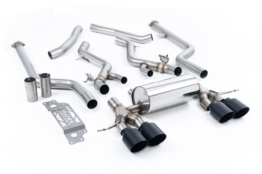 Milltek Non-Resonated Cat-Back Exhaust for BMW G87 M2, Cerakote Black Tips
