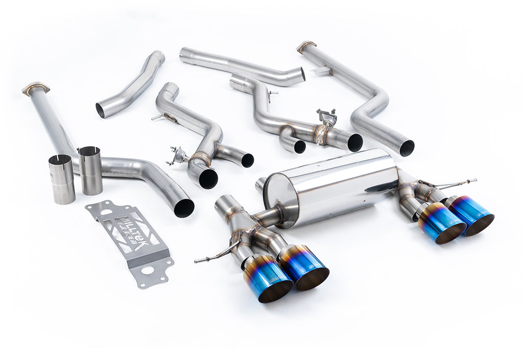 Milltek Non-Resonated Cat-Back Exhaust for BMW G87 M2, Burnt Titanium Tips