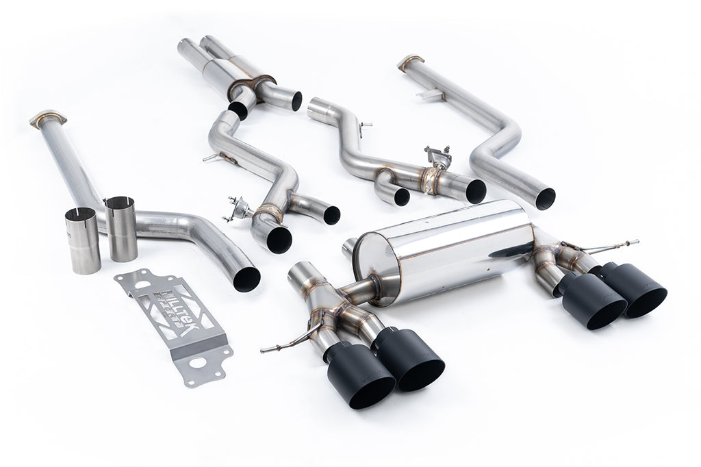 Milltek Resonated Cat-Back Exhaust for BMW G87 M2, Cerakote Black Tips