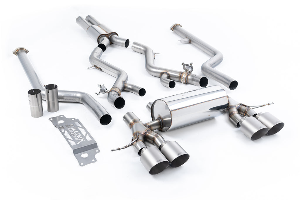 Milltek Resonated Cat-Back Exhaust for BMW G87 M2, Brushed Titanium Tips