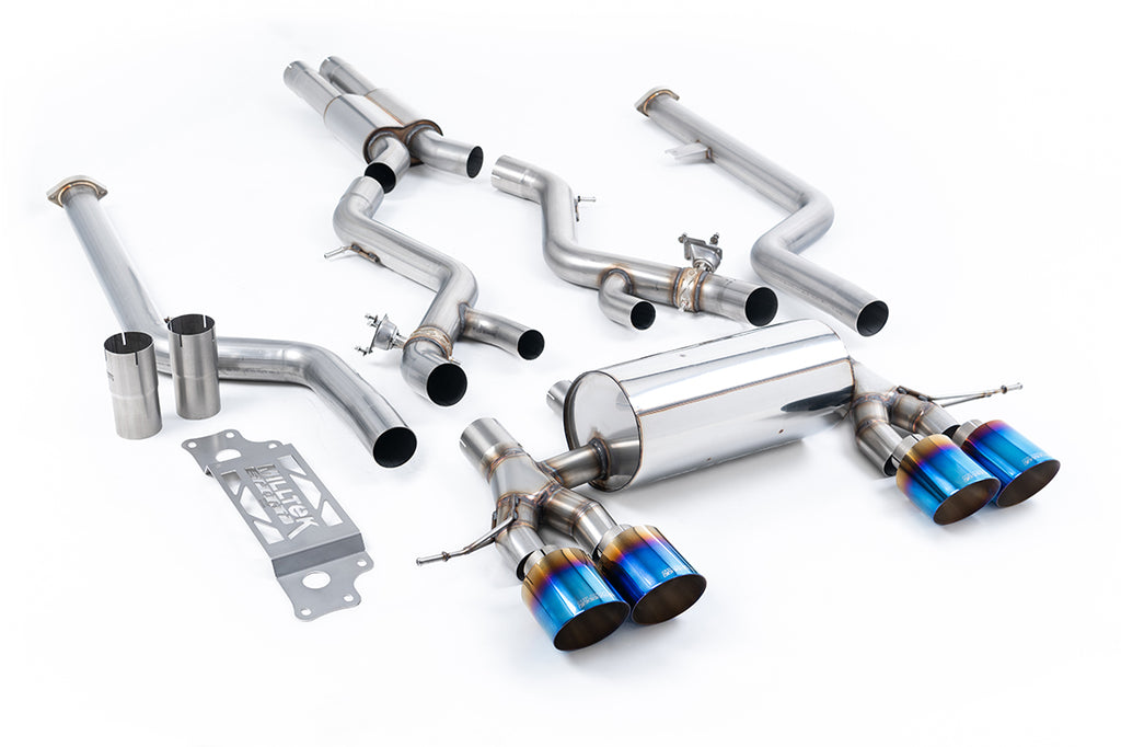 Milltek Resonated Cat-Back Exhaust for BMW G87 M2, Burnt Titanium Tips