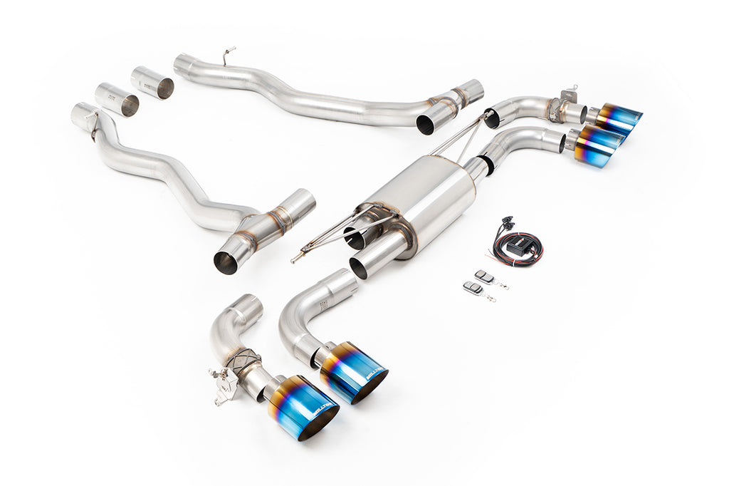 Milltek 80mm Axle-Back Exhaust for BMW G90 M5, Burnt/Blue Titanium Tips