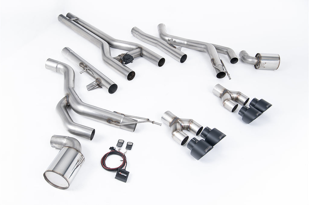 Milltek Front Pipe-Back Exhaust for Dodge Challenger SRT Hellcat, Cerakote Black Tips