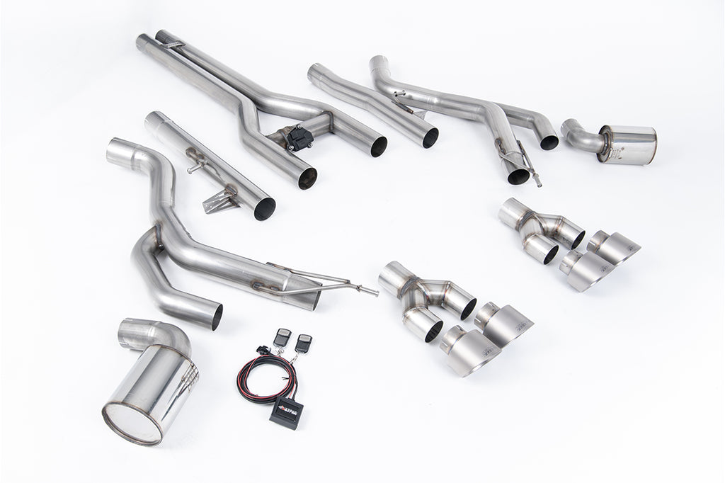 Milltek Front Pipe-Back for Dodge Challenger SRT Hellcat, Brushed Titanium Tips