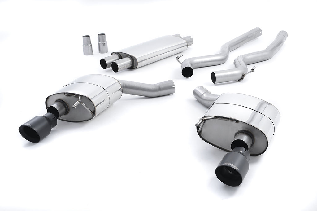 Milltek Resonated Cat-Back Exhaust for Ford Mustang GT S550, Cerakote Black Tips