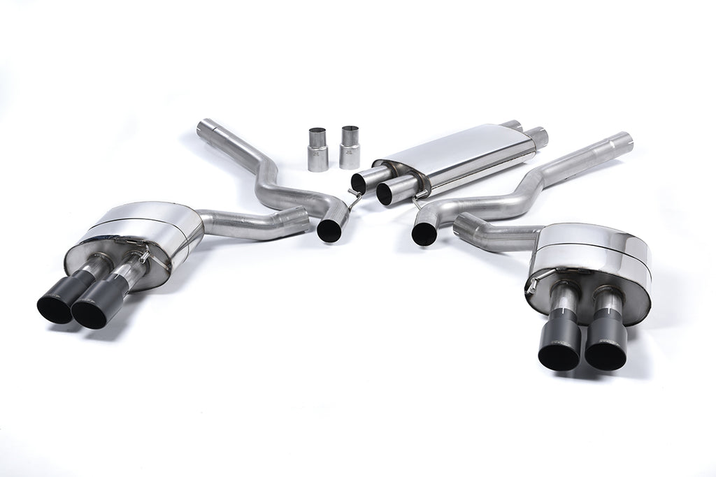 Milltek Resonated Cat-Back Exhaust for Ford Mustang 5.0 GT Fastback, Cerakote Black Tips