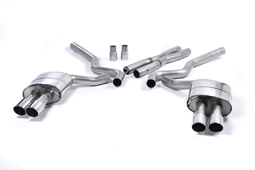 Milltek Non-Resonated Quad-Outlet Cat-Back Exhaust for Ford Mustang 5.0 GT (Roush Valance), Polished Tips