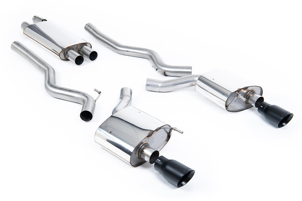 Milltek Resonated Cat-Back Exhaust for Ford Mustang S550, Cerakote Black Tips