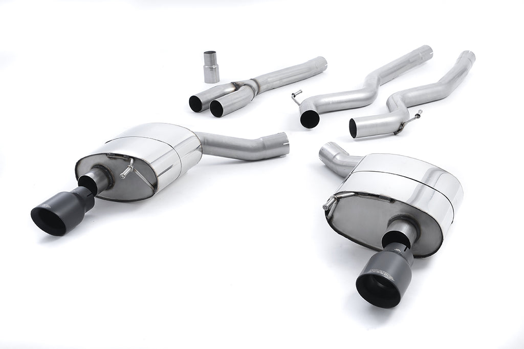 Milltek Non-Resonated Dual-Outlet Cat-Back Exhaust for Ford Mustang S550 2.3 EcoBoost, Cerakote Black Tips