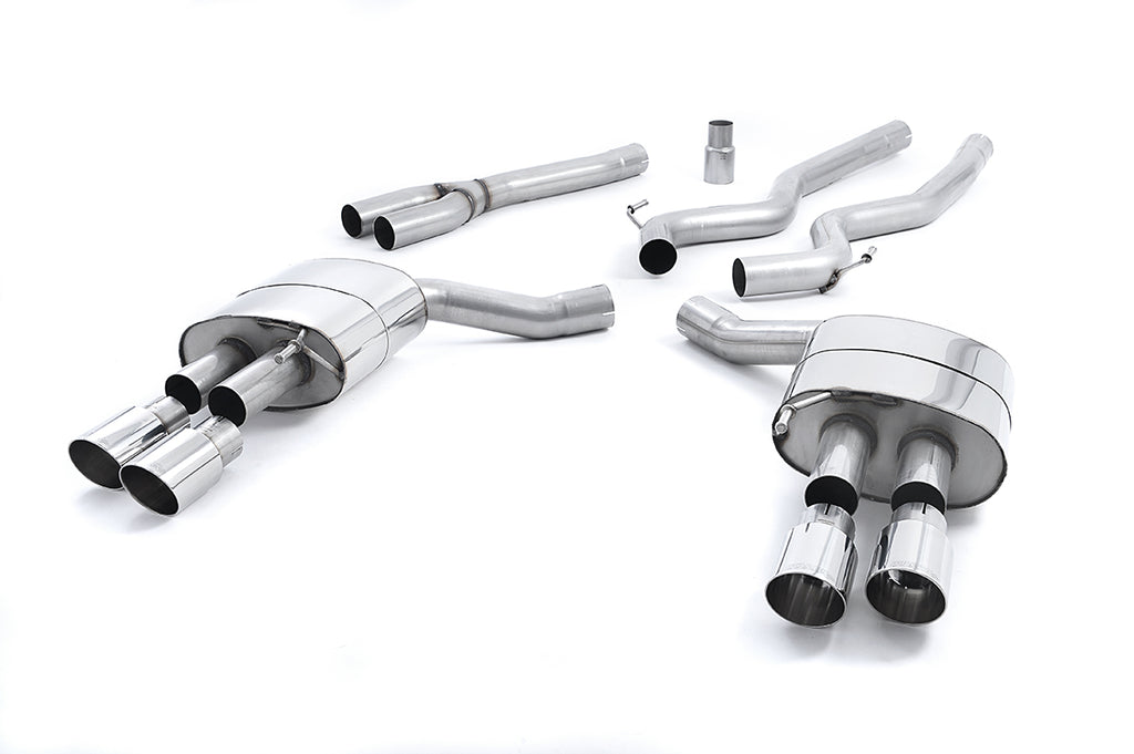Milltek Non-Resonated Quad-Outlet Cat-Back Exhaust for Ford Mustang S550 2.3 EcoBoost (Roush Valance), Polished Tips