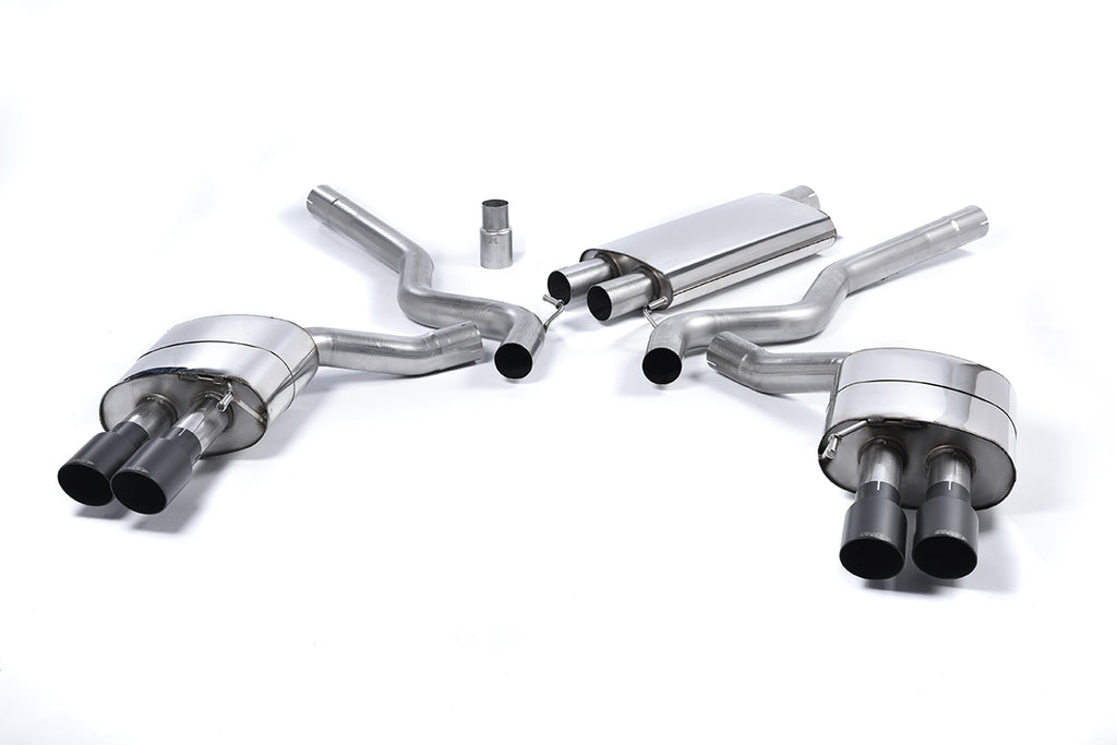 Milltek Resonated Cat-Back Exhaust for Ford Mustang S550 2.3, Cerakote Black Tips