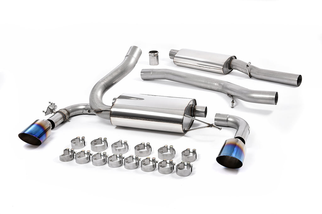 Milltek Resonated Cat-Back Exhaust for Ford Focus MK3 RS, Burnt Titanium Tips