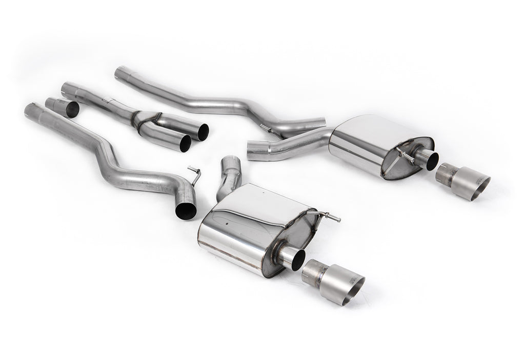 Milltek Non-Resonated Dual-Outlet Cat-Back Exhaust for Ford Mustang S550 2.3 EcoBoost, Brushed Titanium Tips
