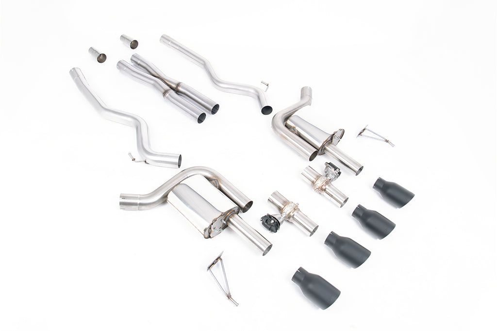 Milltek Valved X-Pipe Cat-Back Exhaust for Ford Mustang S650 GT, Cerakote Black Tips