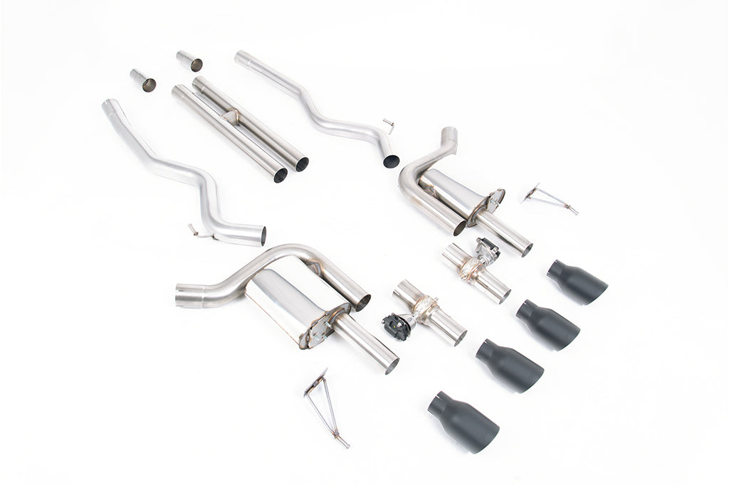 Milltek Valved H-Pipe Cat-Back Exhaust for Ford Mustang S650 GT, Cerakote Black Tips
