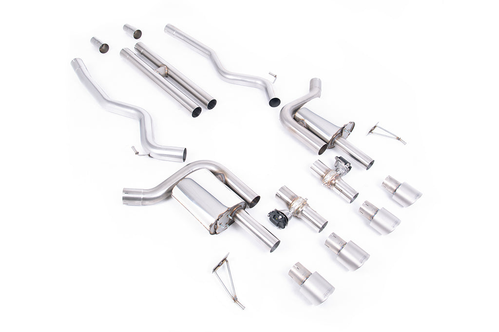 Milltek Valved H-Pipe Cat-Back Exhaust for Ford Mustang S650 GT, Brushed Titanium Tips