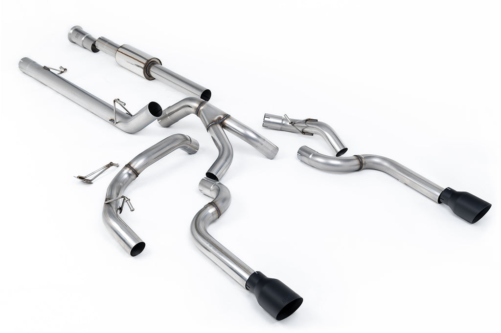Milltek Race Road+ Dual-Outlet Cat-Back Exhaust for Ford F-150 SuperCrew 5.0 V8, Cerakote Black Tips
