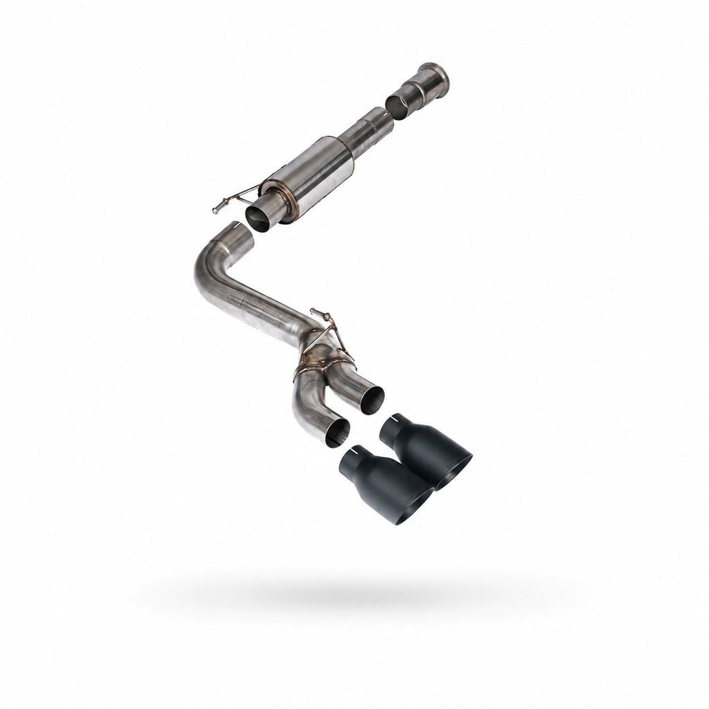 Milltek Race Cat-Back with Dual Side Exit for Ford F150 Single Cab 5.0 V8, Cerakote Black Tips