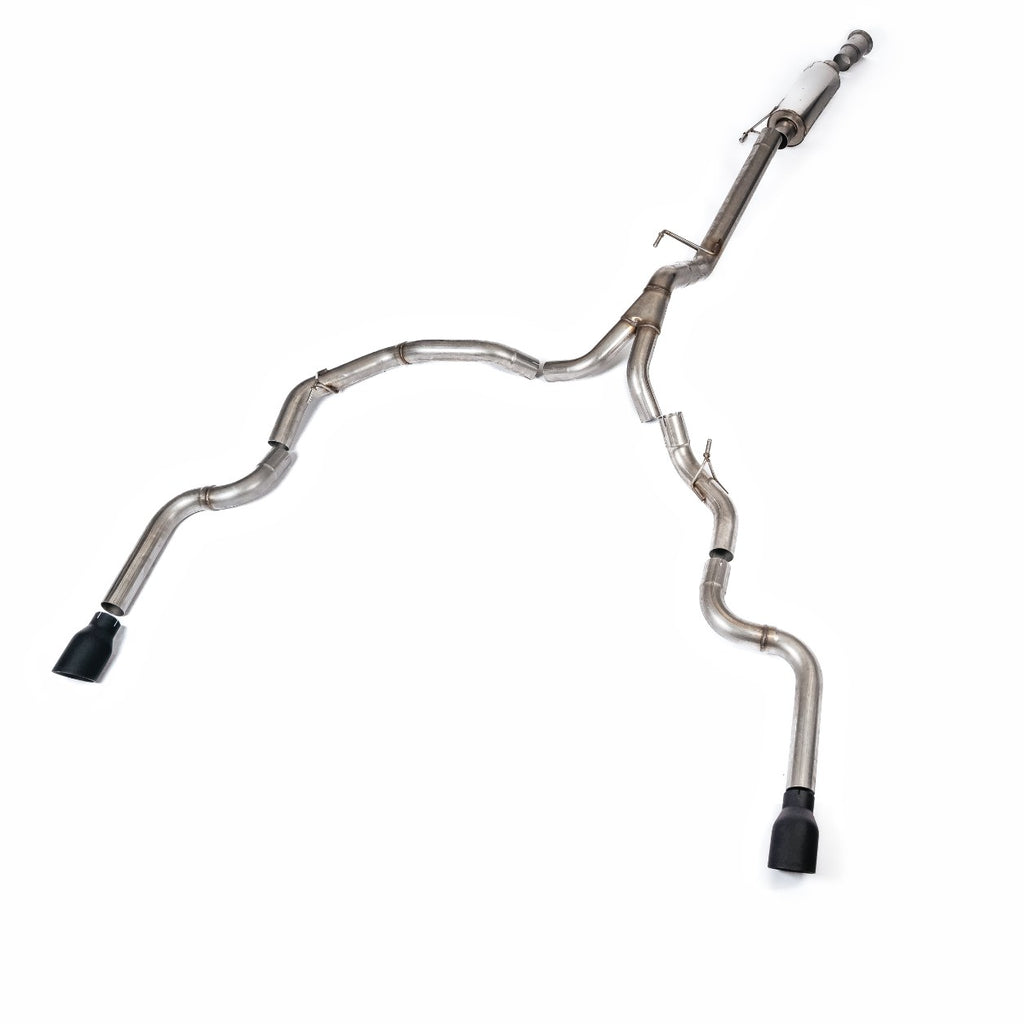 Milltek Road+ Cat-Back with Dual Rear Exit for Ford F150 Single Cab 5.0 V8, Cerakote Black Tips