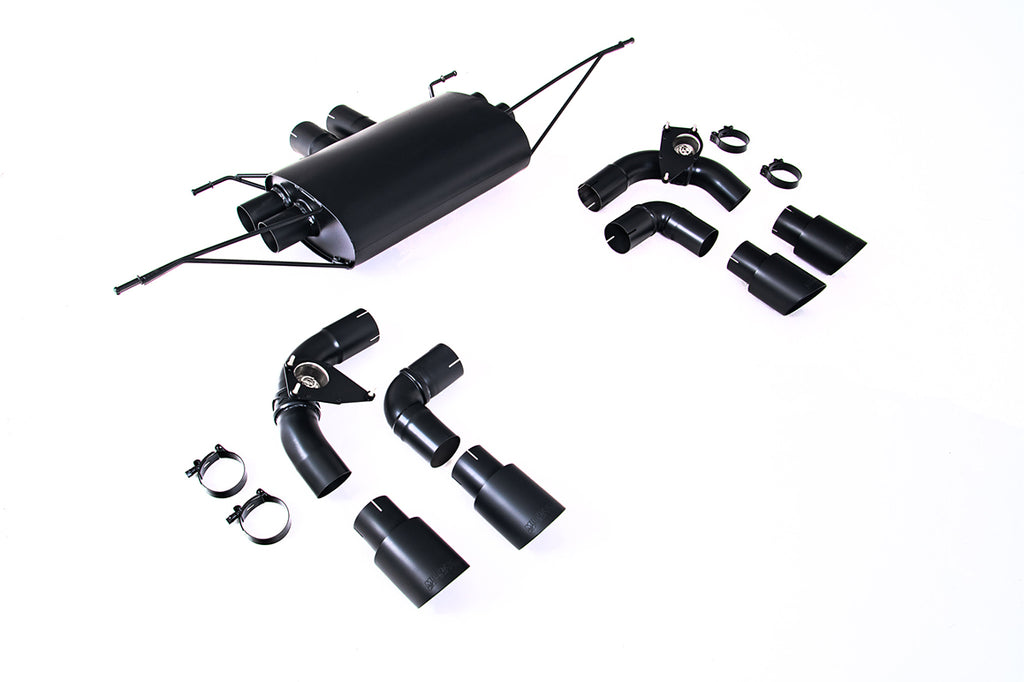 Milltek Upgraded Option for Rear Silencer, Valved Outlet and Inner Outlet pipes in Cerakote Satin Black with Clamp Kit