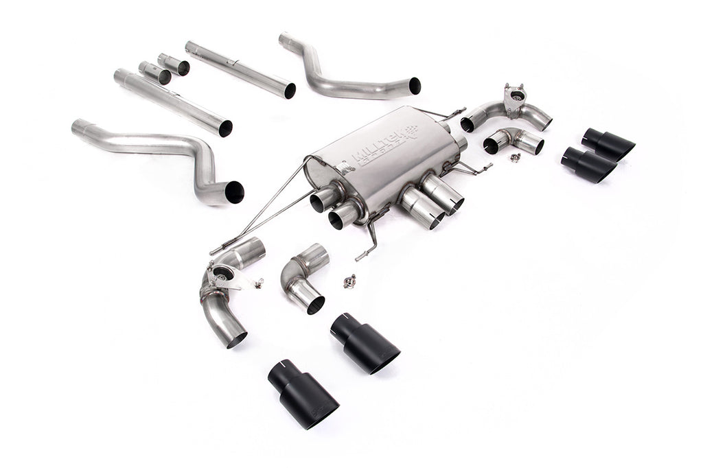 Milltek Non-Resonated Valved Cat-Back Exhaust for Land Rover Defender 90 5.0 V8, Cerakote Black Tips