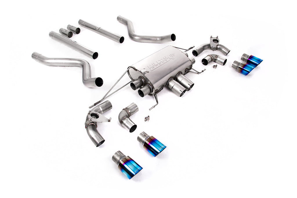 Milltek Non-Resonated Valved Cat-Back Exhaust for Land Rover Defender 90 5.0 V8, Burnt Titanium Tips