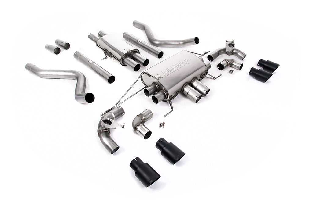 Milltek Resonated Valved Cat-Back Exhaust for Land Rover Defender 110 5.0 V8, Cerakote Black Tips