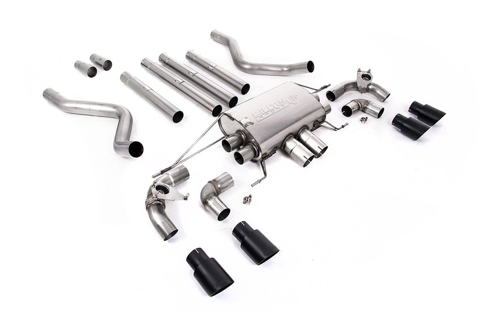 Milltek Non-Resonated Valved Cat-Back Exhaust for Land Rover Defender 110 5.0 V8, Cerakote Black Tips