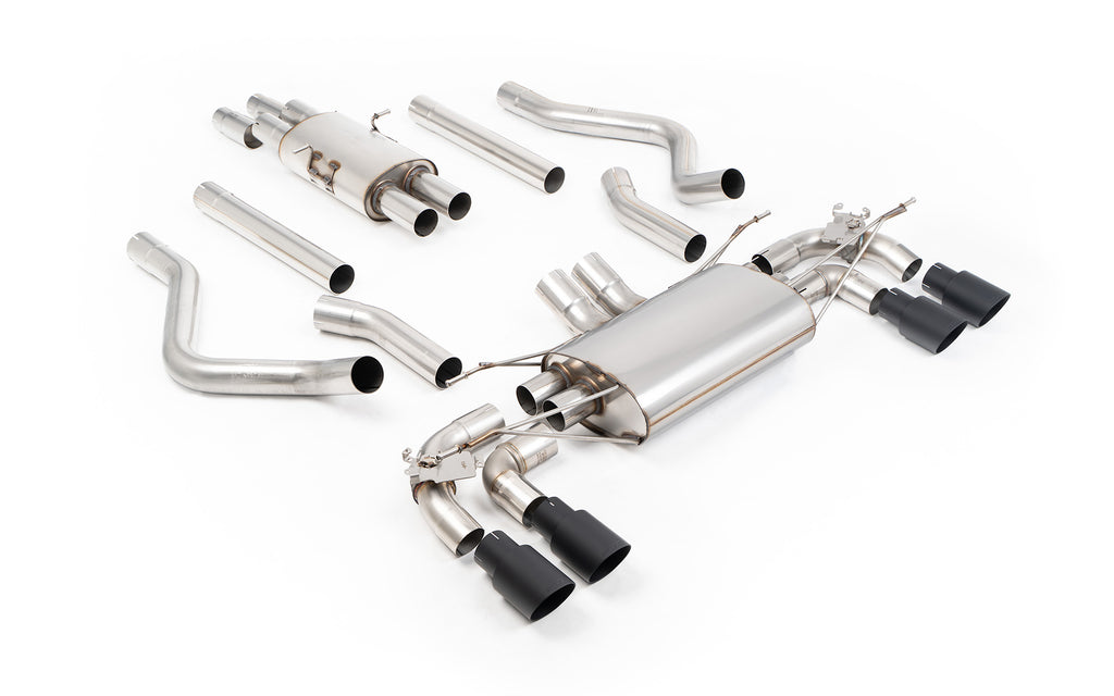 Milltek Resonated Valved GPF-Back System for Land Rover Defender 130 V8, Cerakote Black Tips