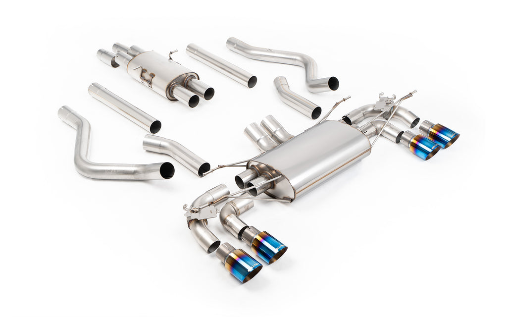 Milltek Resonated Valved GPF-Back System for Land Rover Defender 130 5.0 V8, Burnt/Blue Titanium Tips