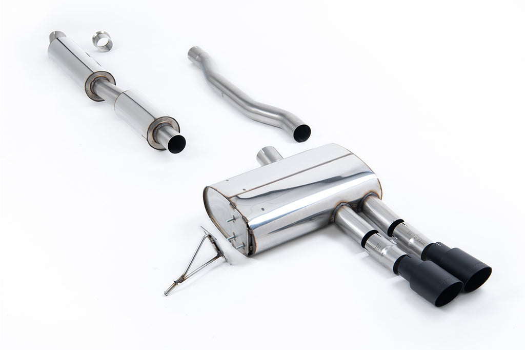 Milltek Resonated Cat-Back Exhaust for Mini Cooper S F55, Cerakote Black Tips