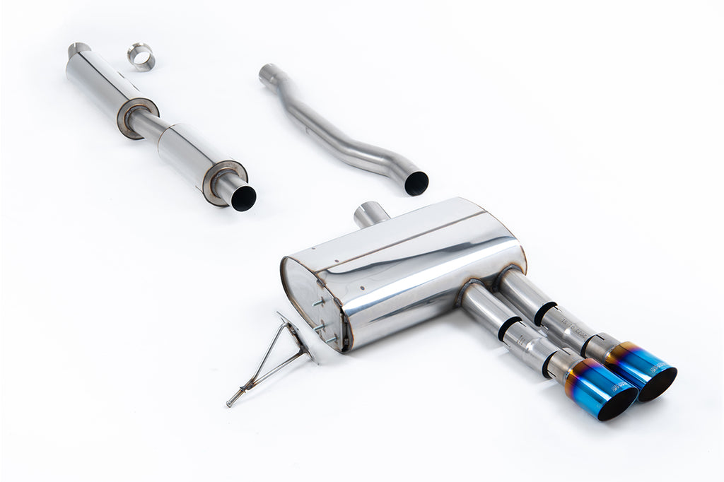 Milltek Resonated Cat-Back Exhaust for Mini Cooper S F55, Burnt Titanium Tips
