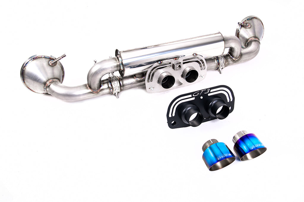 Milltek Valved Rear Silencer for Porsche 992.1 GT3, GT-100 Burnt Titanium Tips