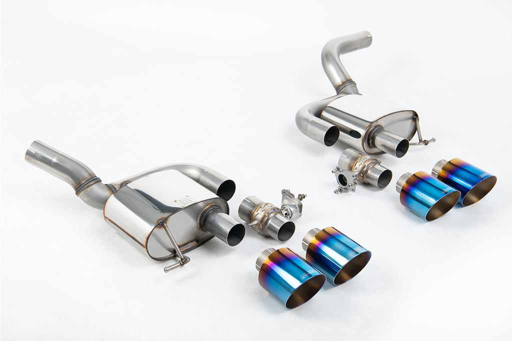 Milltek Valved Rear Silencer for Porsche Macan 2.9 GTS Turbo, Burnt/Blue Titanium Tips