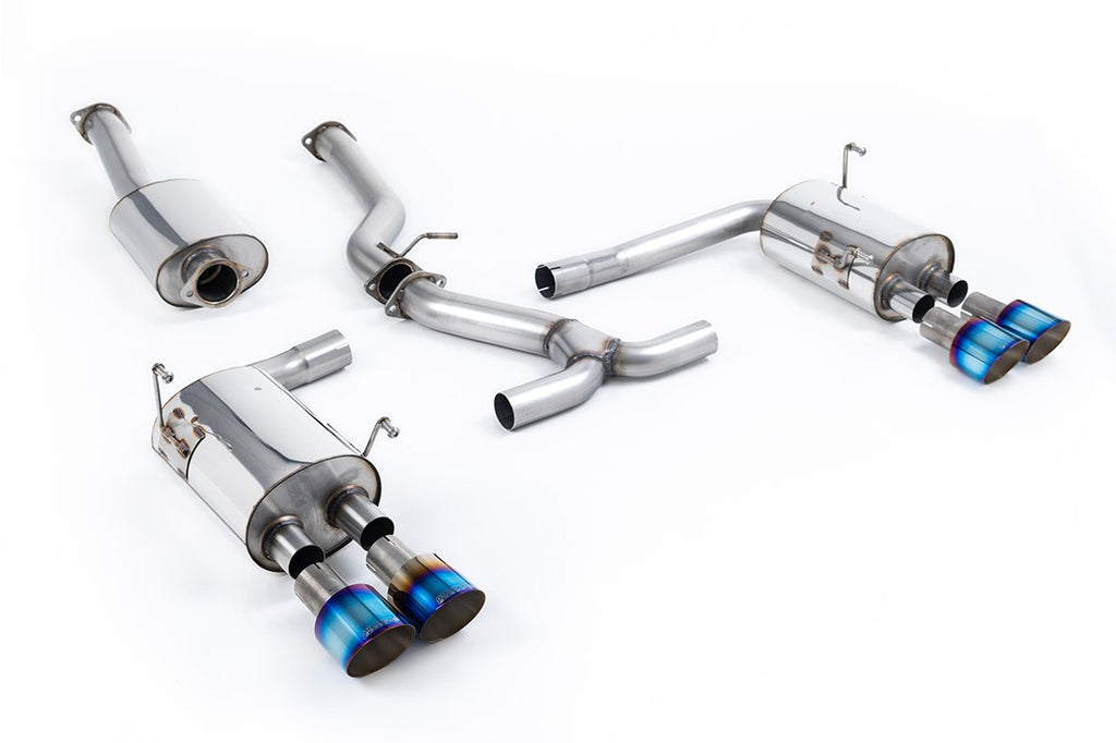 Milltek Resonated Cat-Back Exhaust for Subaru Impreza WRX STi GV GJ, Burnt Titanium Tips