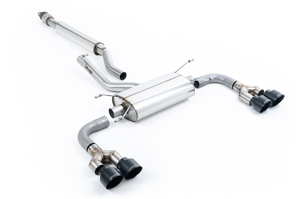 Milltek Resonated Quad-Outlet Cat-Back Exhaust for Toyota GR86 (TRD Diffuser), Cerakote Black Tips